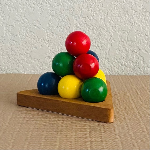 Vintage “Oops” 10 ball pyramid puzzle, c 1993, wooden - Picture 4 of 8